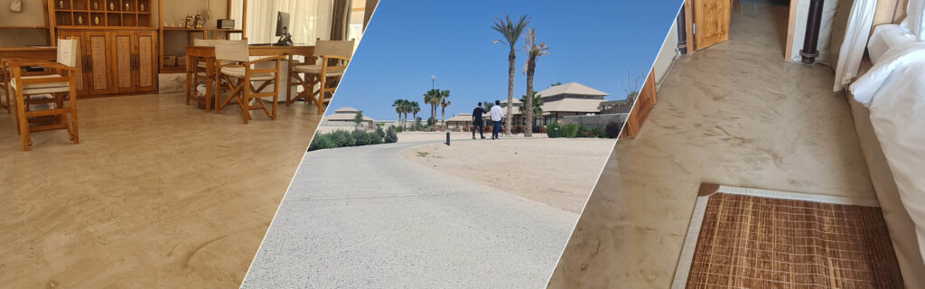 Inside flooring and outside concrete